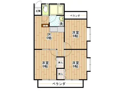 マンションフジ(3DK/4階)の間取り写真