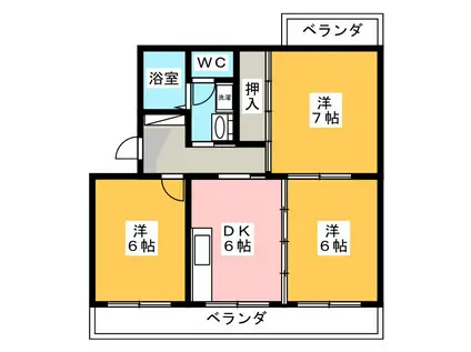 シャンピエール(3DK/1階)の間取り写真