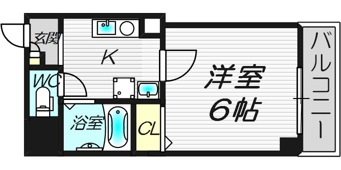 ミーネ松屋町(1K/2階)の間取り写真