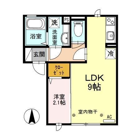 ラ・ステラ太田町(1LDK/2階)の間取り写真
