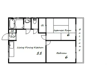 ハウスミエ(2DK/3階)の間取り写真