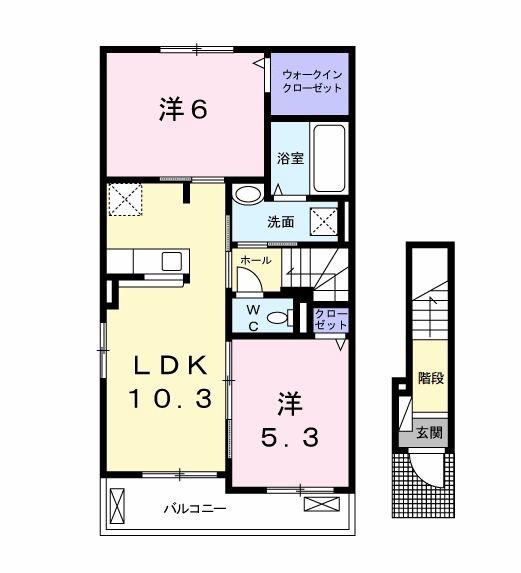 ラフィーネI(2LDK/2階)の間取り写真
