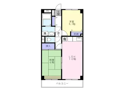 ルミエール飯山満(2LDK/3階)の間取り写真