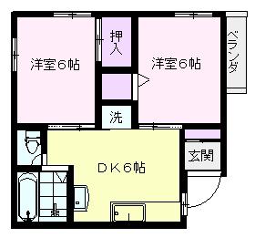 ハイツ樋之浦(2DK/3階)の間取り写真