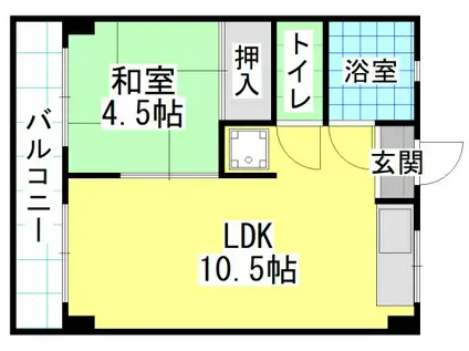 アベニュー片野(1LDK/4階)の間取り写真