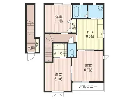 シャルマンB(3DK/2階)の間取り写真