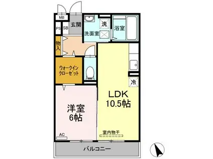 エスポワール青江(1LDK/3階)の間取り写真