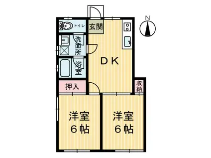 コントラストA棟(2DK/1階)の間取り写真