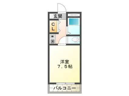 メゾントップス(1K/3階)の間取り写真