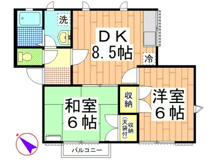 メゾン黒砂台C棟(2DK/2階)の間取り写真
