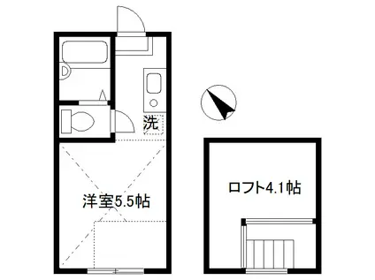 ベイルーム金沢八景(1K/1階)の間取り写真