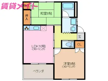 やまびこ2(2LDK/2階)の間取り写真