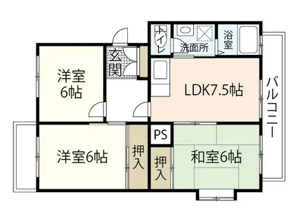 アルカディア祇園(3DK/3階)の間取り写真