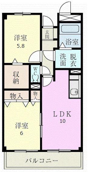フェリシア則武(2LDK/3階)の間取り写真