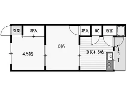 第1松雅荘(2DK/2階)の間取り写真