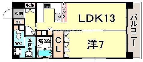 リーガル神戸三宮(1LDK/12階)の間取り写真