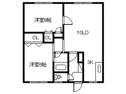 高西ハイツ(2LDK/1階)の間取り写真