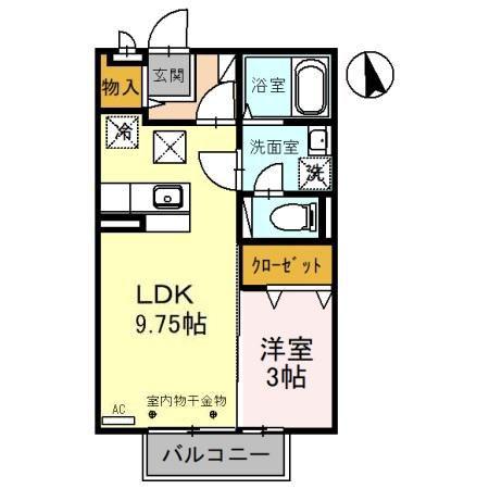 JR小浜線 西敦賀駅 徒歩21分 2階建 築22年(1LDK/1階)の間取り写真