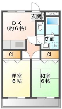 ゼクセル(2DK/2階)の間取り写真