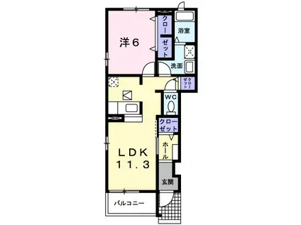 ブリアントIII(1LDK/1階)の間取り写真