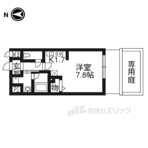 べラジオ四条大宮Ⅱ(1K/1階)の間取り写真