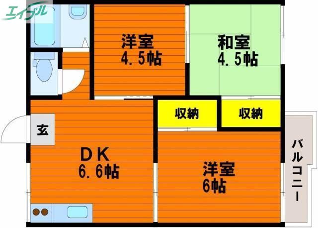 コーポ エクセルI(3DK/1階)の間取り写真