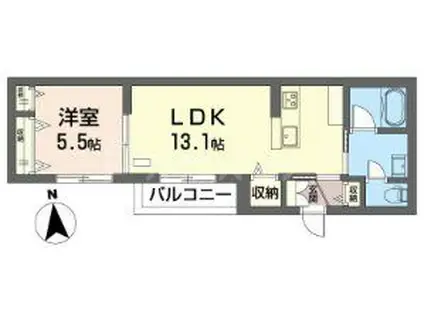 プラマ・K(1LDK/2階)の間取り写真