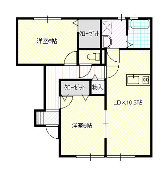 棒屋第七下池ハイツ(2LDK/1階)の間取り写真