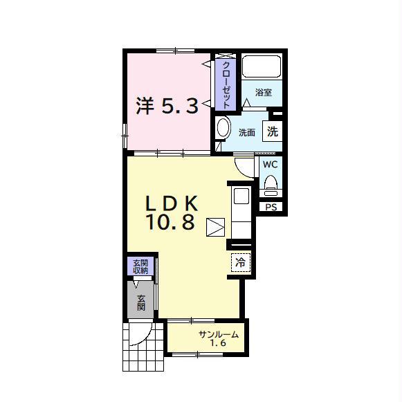 サンヴェール 蔵波 3(1LDK/1階)の間取り写真