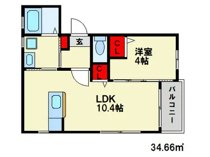 DIACUORE(1LDK/3階)の間取り写真