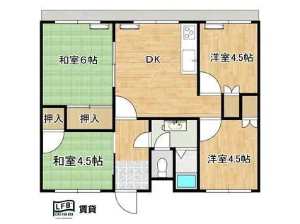 エクシール南松崎(4DK/2階)の間取り写真