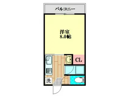 光ハイツA棟(1K/2階)の間取り写真