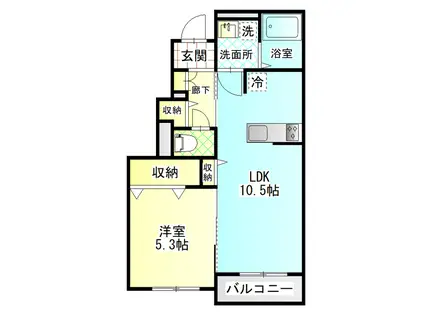 VILLA KAKIHI 宮ノ上(1LDK/1階)の間取り写真