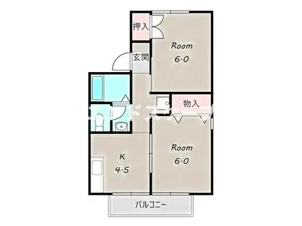 ポラールB(2K/1階)の間取り写真