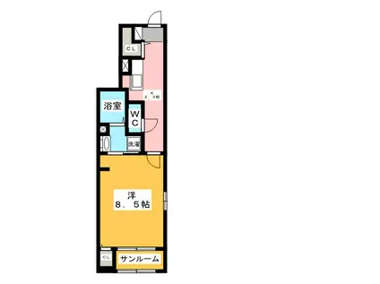 スイート・ファランドール(1K/1階)の間取り写真