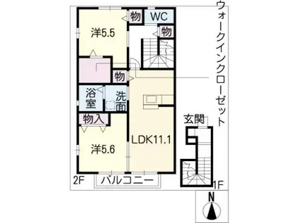 PLAISIR SUD(2LDK/2階)の間取り写真