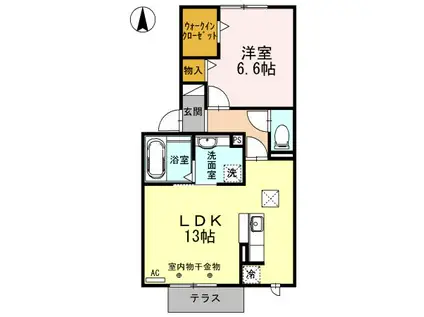 CASA FELICE B(1LDK/1階)の間取り写真