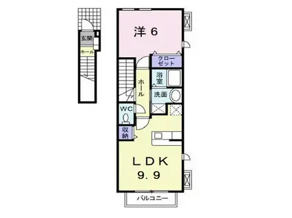 クレメントA(1LDK/2階)の間取り写真