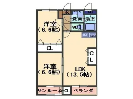 アンビション・グランデII(2LDK/3階)の間取り写真