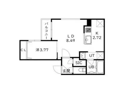 ウェルズビレッジ(1LDK/4階)の間取り写真