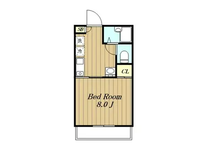 カメリエB(1K/2階)の間取り写真