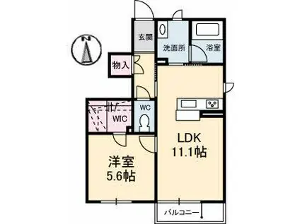 シャーメゾン久米 A棟(1LDK/1階)の間取り写真