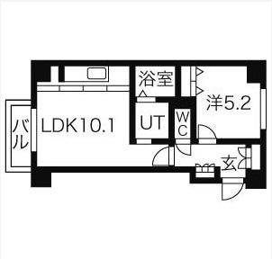 ゾネ医大キャンパス前(1LDK/9階)の間取り写真