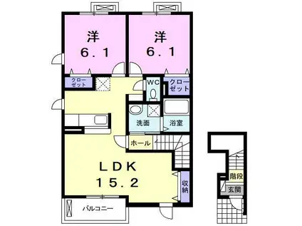 セレーノII(2LDK/2階)の間取り写真