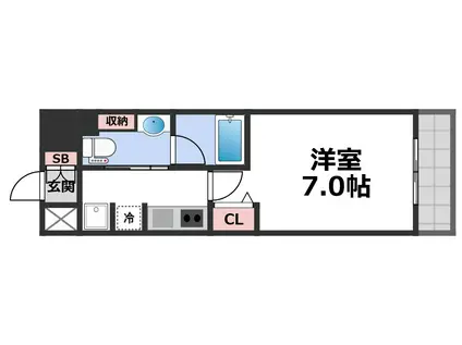 ルネフラッツ森小路駅前II(1K/10階)の間取り写真