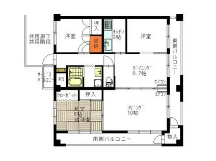 サンライフ本町(3LDK/5階)の間取り写真