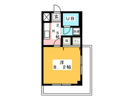 シャトー横山壱番館(1K/4階)の間取り写真