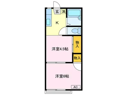 フォレスト西浦(2K/1階)の間取り写真