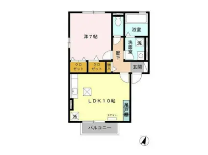 セレーノE棟(1LDK/1階)の間取り写真
