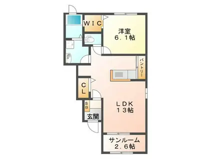 ANGE(1LDK/1階)の間取り写真